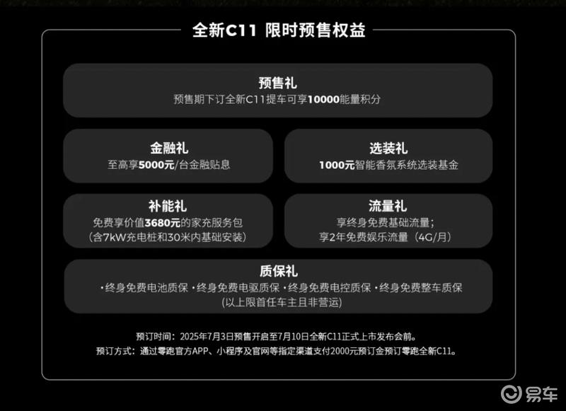 新款零跑C11开启预订 预售价15.88万元起/将于7月10日上市